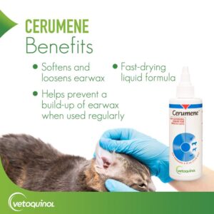 Vetoquinol Cerumene Ear Cleansing Liquid for Dogs and Cats, 4oz