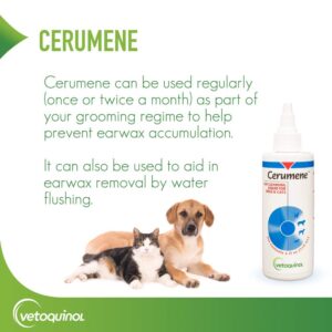 Vetoquinol Cerumene Ear Cleansing Liquid for Dogs and Cats, 4oz