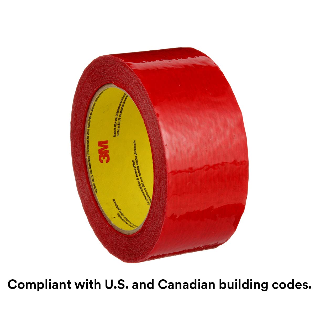 3M Construction Seaming Tape 8087CW, 1 Roll, Red, 48 mm x 50 m, Sheathing Tape for Seaming, Splicing, Sealing, and Repairing Moisture Barriers, Flexible in Cold Weather and High Heat