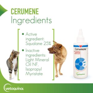 Vetoquinol Cerumene Ear Cleansing Liquid for Dogs and Cats, 4oz