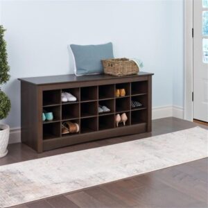 Prepac Shoe Storage Cubbie Bench, 24" x 48" x 16", Espresso