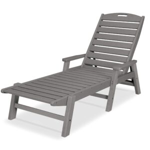 POLYWOOD NCC2280GY Nautical Arms Chaise, Slate Grey