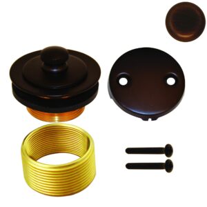 westbrass d94k-12a twist & close bathtub drain stopper with 2-hole faceplate and adapter bushing, antique bronze