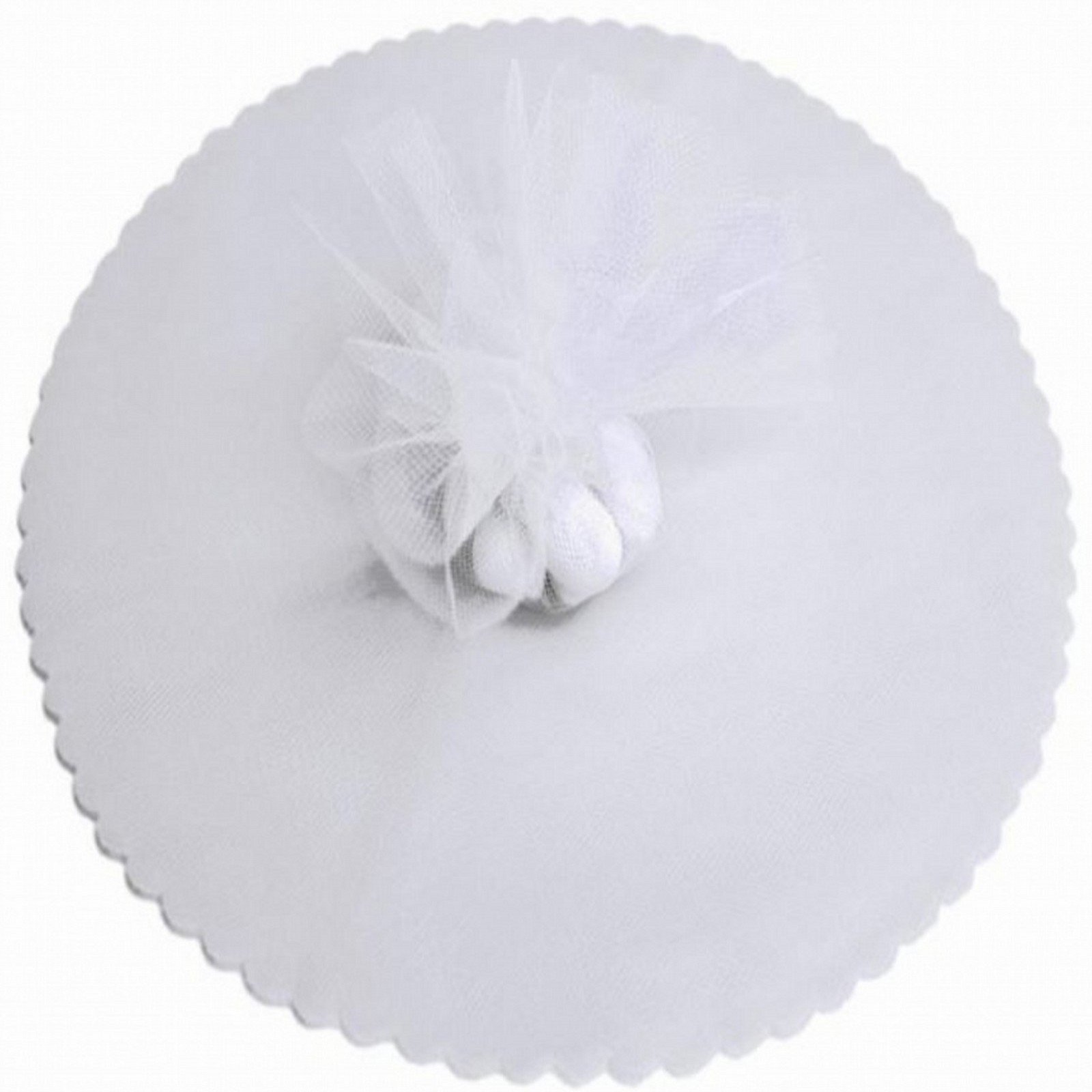 100 Scalloped Tulle Circles 9" Wedding Favor Wrap - White