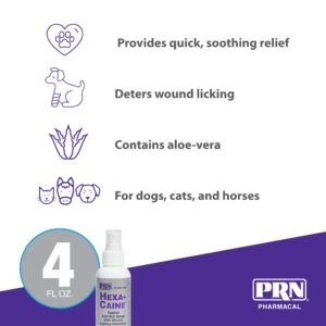 PRN Pharmacal Hexa-Caine Dog & Cat Anti-Itch Spray - Topical Anti-Itch Spray to Provide Quick Relief to Soothe Minor Skin Irritation in Horses, Dogs, & Cats - 4 oz Spray Bottle