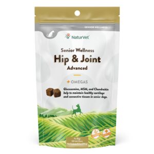 naturvet – senior wellness hip & joint advanced plus omegas | help support your pet’s healthy hip & joint function | supports joints, cartilage & connective tissues | 120 soft chews