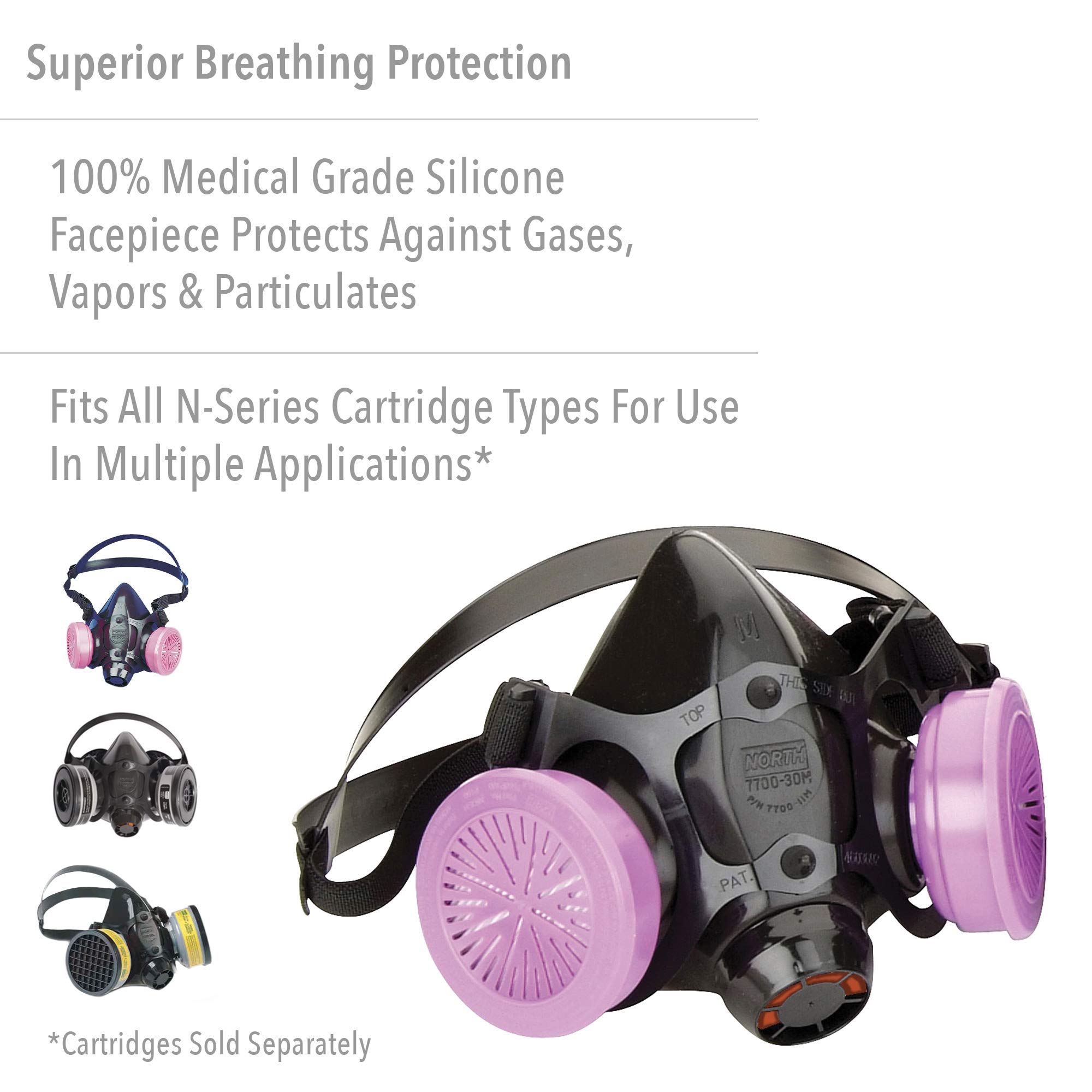 Honeywell North 7700 Series Niosh-Approved Half Mask Silicone Respirator, Small (770030S)