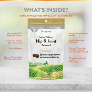 NaturVet – Senior Wellness Hip & Joint Advanced Plus Omegas | Help Support Your Pet’s Healthy Hip & Joint Function | Supports Joints, Cartilage & Connective Tissues | 120 Soft Chews