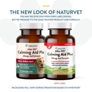 NaturVet Aller-911 Calming Aid & Allergy Aid Dog Supplement – Helps Reduce Stress, Minimize Seasonal Allergy Symptoms, Tension, Excessive Scratching - Includes Melatonin – 30 Ct.