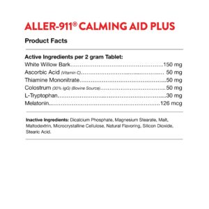 NaturVet Aller-911 Calming Aid & Allergy Aid Dog Supplement – Helps Reduce Stress, Minimize Seasonal Allergy Symptoms, Tension, Excessive Scratching - Includes Melatonin – 30 Ct.