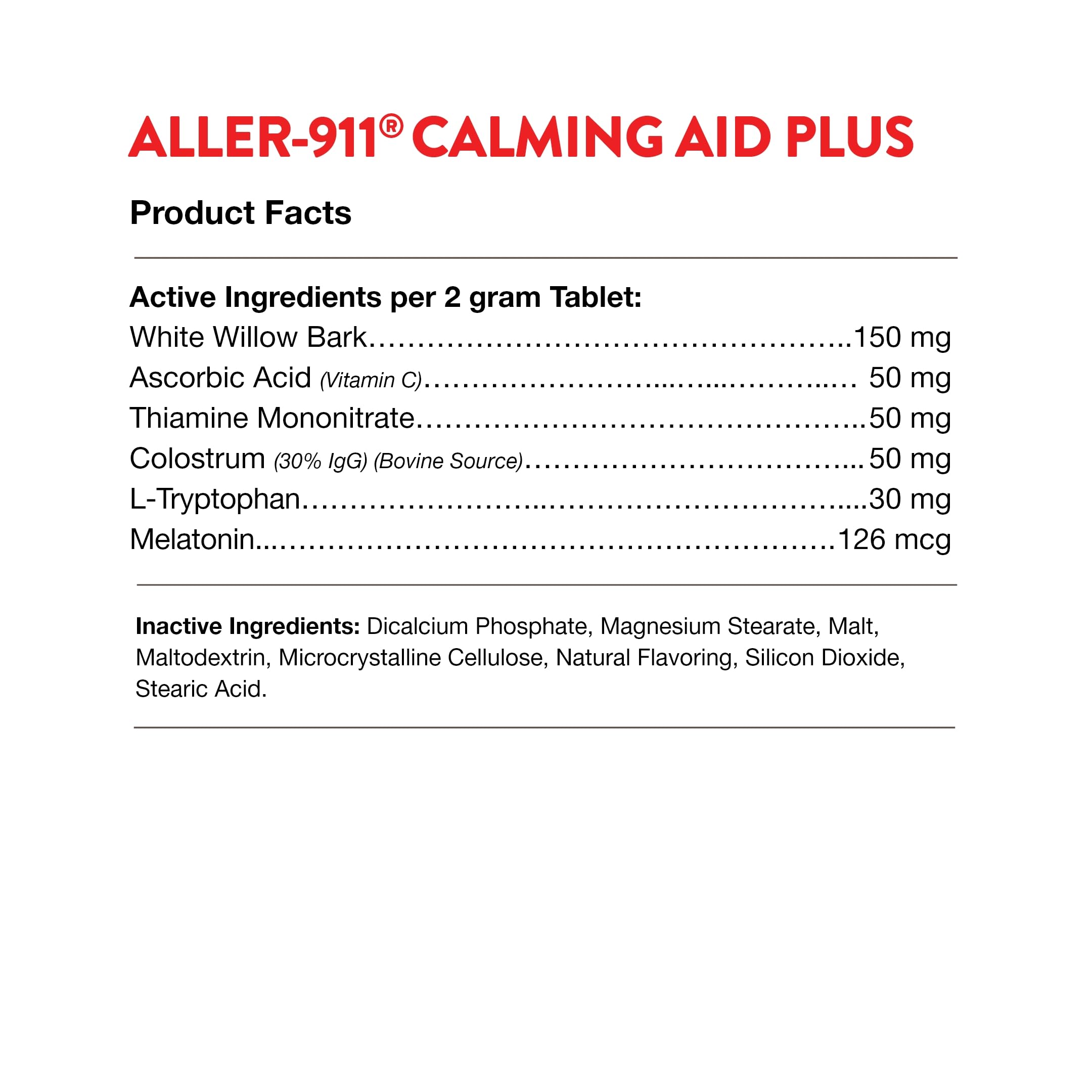 NaturVet Aller-911 Calming Aid & Allergy Aid Dog Supplement – Helps Reduce Stress, Minimize Seasonal Allergy Symptoms, Tension, Excessive Scratching - Includes Melatonin – 30 Ct.