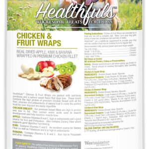 WESTMINSTER PET PRODUCTS Healthfuls Chicken Wrapped Fruit Treats, 3.5 oz - Dried Apple, Kiwi, and Banana Wrapped in Premium Chicken Filet - Healthy, Protein Rich Treats for Dogs