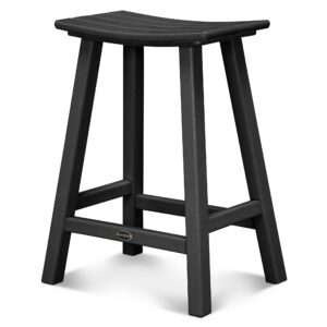 POLYWOOD 2001-BL Traditional 24" Saddle Bar Stool, Black