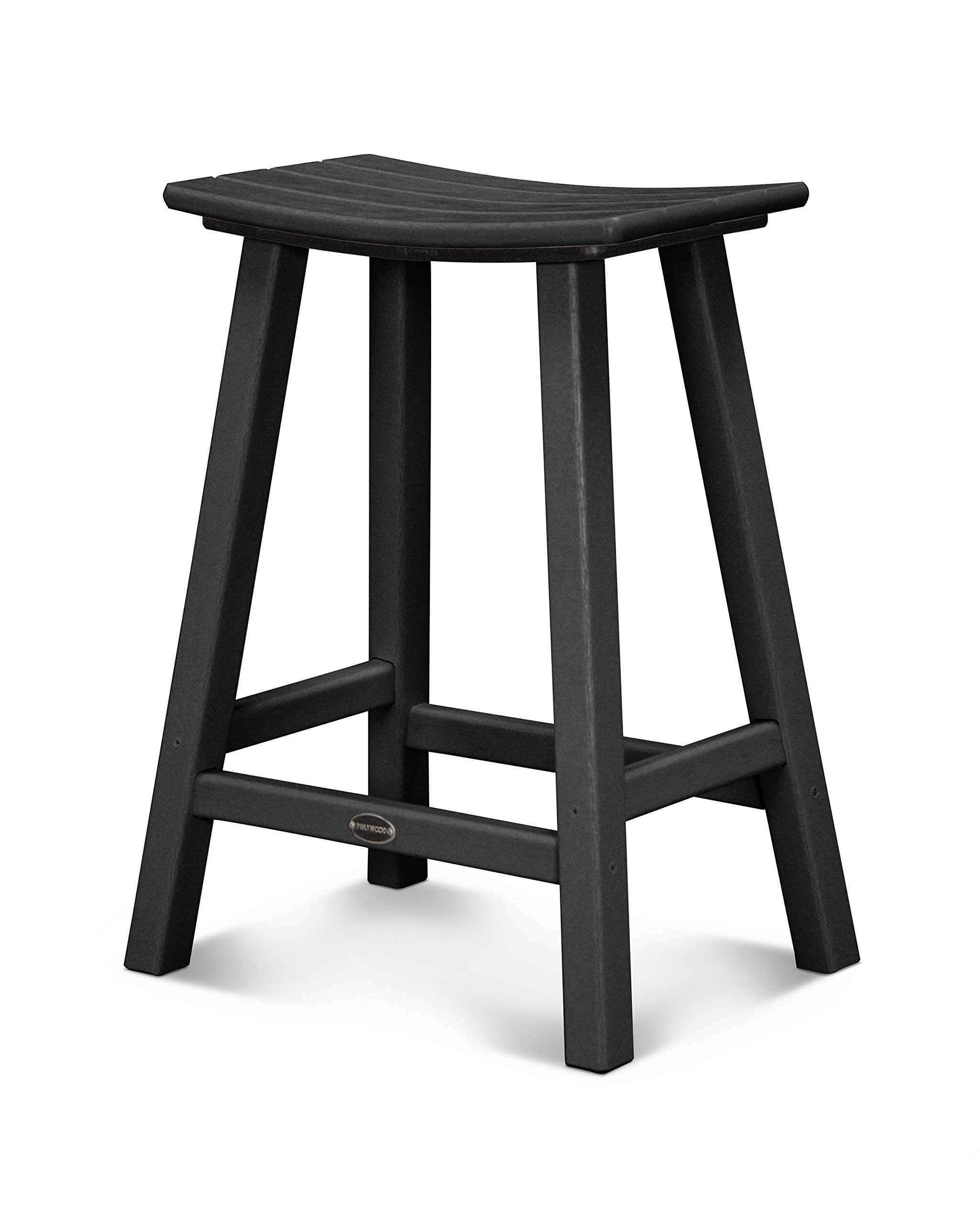 POLYWOOD 2001-BL Traditional 24" Saddle Bar Stool, Black