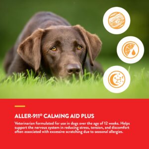 NaturVet Aller-911 Calming Aid & Allergy Aid Dog Supplement – Helps Reduce Stress, Minimize Seasonal Allergy Symptoms, Tension, Excessive Scratching - Includes Melatonin – 30 Ct.