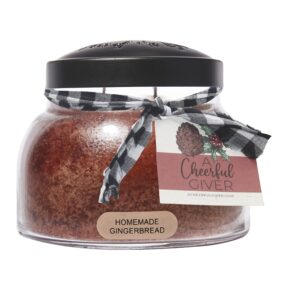 A Cheerful Giver - Homemade Gingerbread Mama Scented Glass Jar Candle (22oz) with Lid & True to Life Fragrance Made in USA