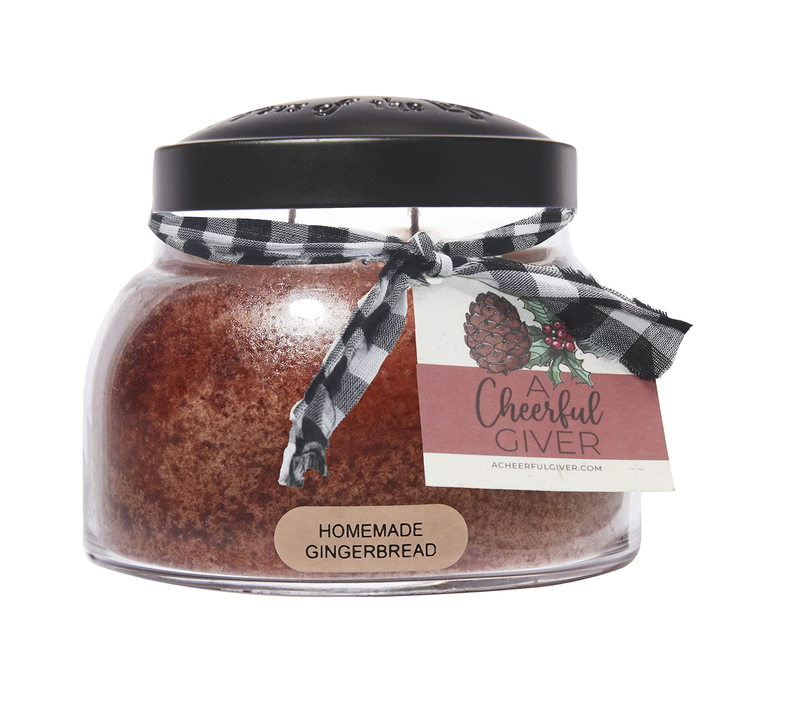 A Cheerful Giver - Homemade Gingerbread Mama Scented Glass Jar Candle (22oz) with Lid & True to Life Fragrance Made in USA