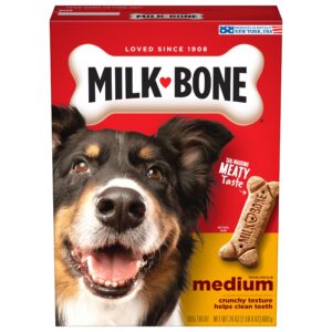 milk-bone original dog treats for medium dogs, 24 ounce, crunchy biscuit helps clean teeth