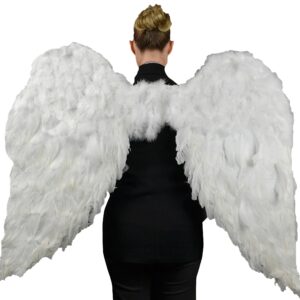 Touch of Nature White Adult Angel Wings - 52" by 36" - Halo Included - White Feather Wing - Costume Wings - Large Angel Wings