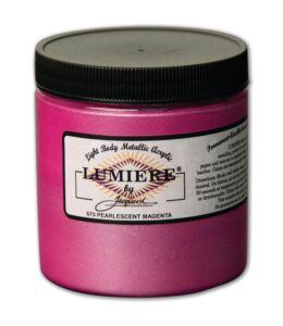 jacquard lumiere 8oz fabric paint pearlescent magenta - metallic paint for fabric, leather, canvas, paper and wood - light-bodied metallic acrylic paint - lightfast & vibrant metallic acrylic paints