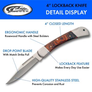 SZCO Supplies 4-Inch Classic Lockback Folding Knife, Wood,Stainless Steel