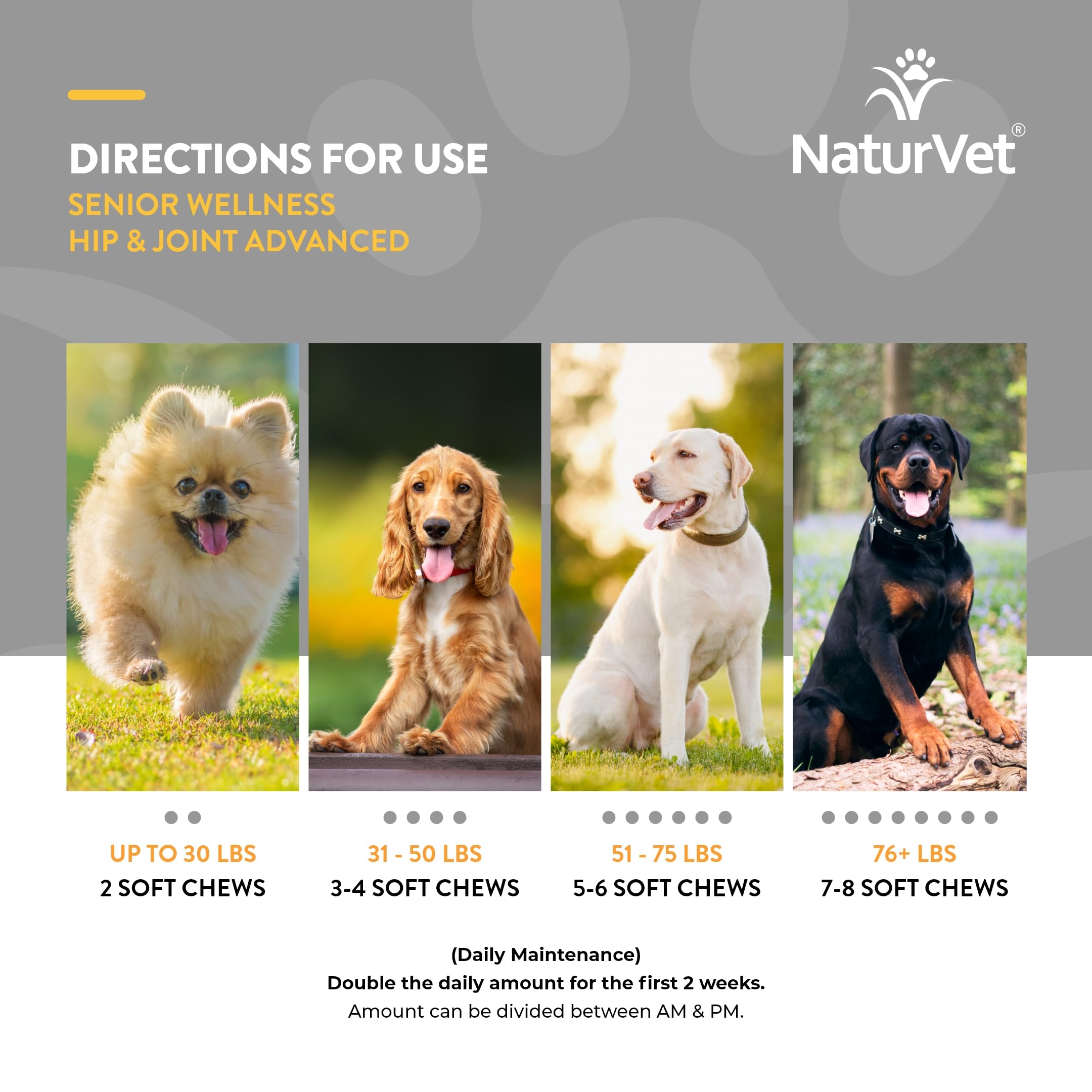 NaturVet – Senior Wellness Hip & Joint Advanced Plus Omegas | Help Support Your Pet’s Healthy Hip & Joint Function | Supports Joints, Cartilage & Connective Tissues | 120 Soft Chews