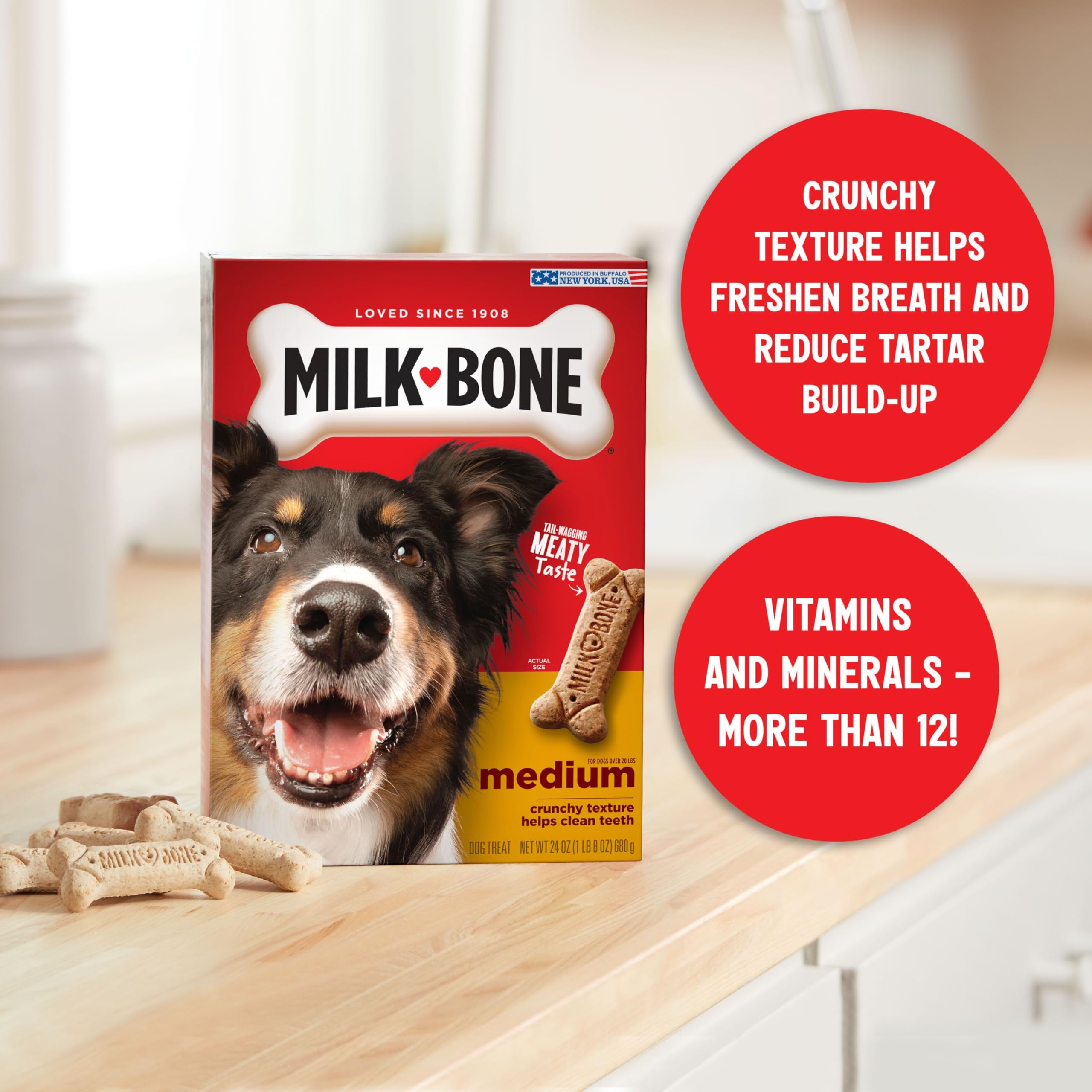 Milk-Bone Original Dog Treats for Medium Dogs, 24 Ounce, Crunchy Biscuit Helps Clean Teeth