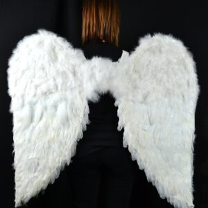 Touch of Nature White Adult Angel Wings - 52" by 36" - Halo Included - White Feather Wing - Costume Wings - Large Angel Wings