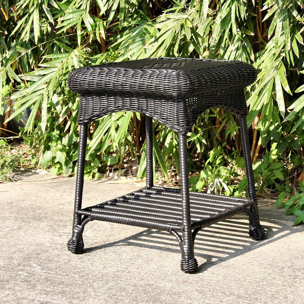 SHAKLAK Wicker Lane OTI001-D Outdoor Black Wicker Patio Furniture End Table