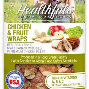 WESTMINSTER PET PRODUCTS Healthfuls Chicken Wrapped Fruit Treats, 3.5 oz - Dried Apple, Kiwi, and Banana Wrapped in Premium Chicken Filet - Healthy, Protein Rich Treats for Dogs