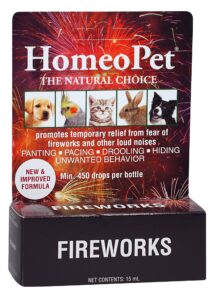 homeopet fireworks, 15 milliliters, relieves pets from anxiety caused by loud noises