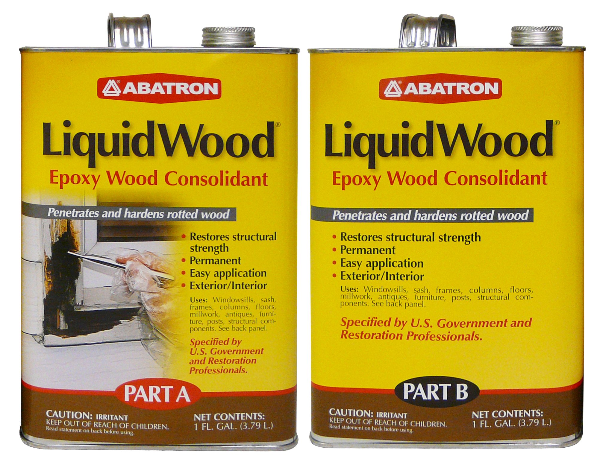 Abatron LiquidWood 2 Gallon Kit 2 Part Structural Epoxy Wood Hardener and Consolidant Resin.