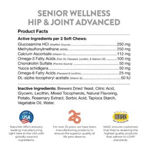 NaturVet – Senior Wellness Hip & Joint Advanced Plus Omegas | Help Support Your Pet’s Healthy Hip & Joint Function | Supports Joints, Cartilage & Connective Tissues | 120 Soft Chews