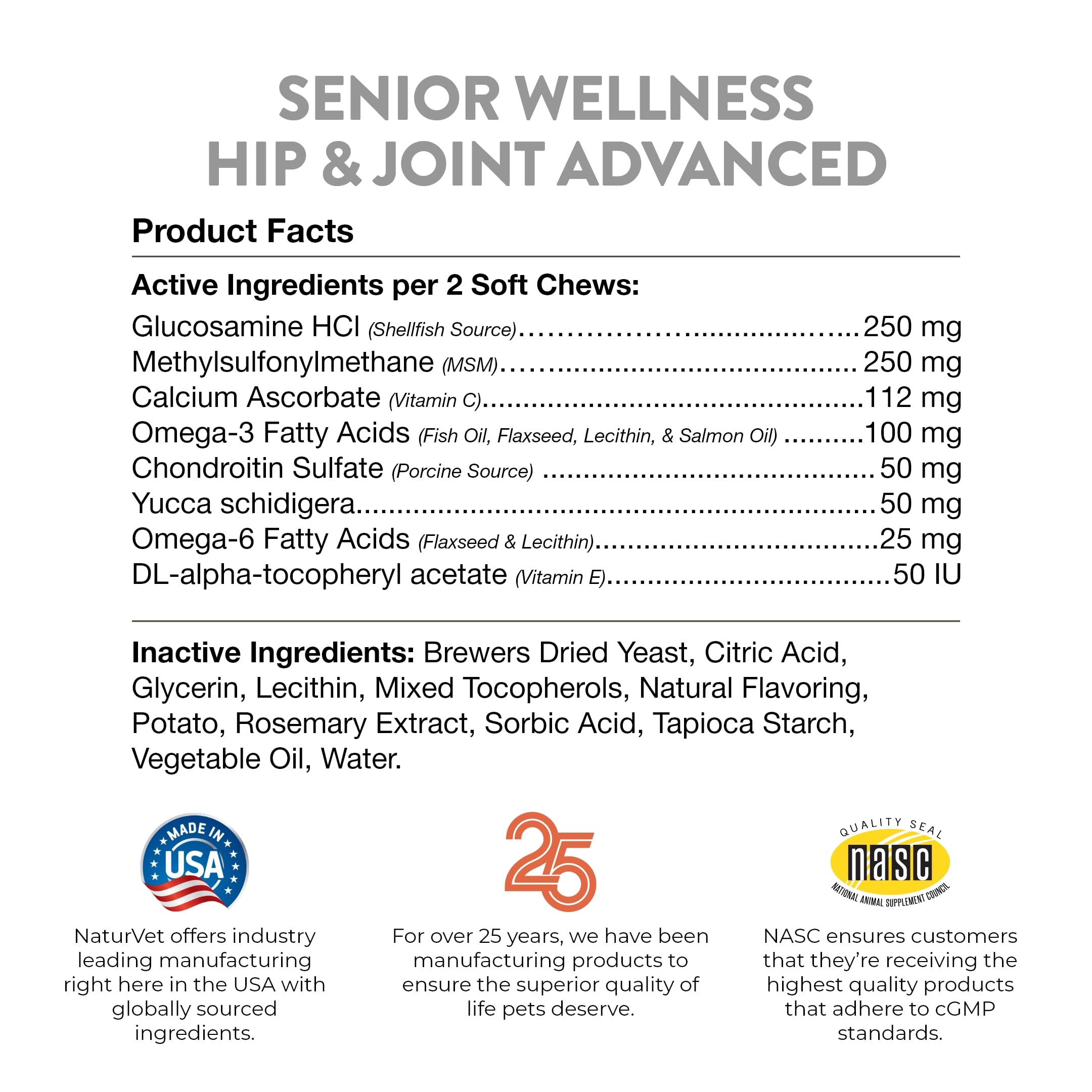 NaturVet – Senior Wellness Hip & Joint Advanced Plus Omegas | Help Support Your Pet’s Healthy Hip & Joint Function | Supports Joints, Cartilage & Connective Tissues | 120 Soft Chews