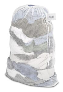 whitmor mesh laundry bag w/id tag white