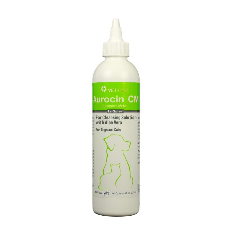 Vet One Aurocin CM - Ear Cleanser w/Aloe (Cucumber Melon Scent) 8 oz