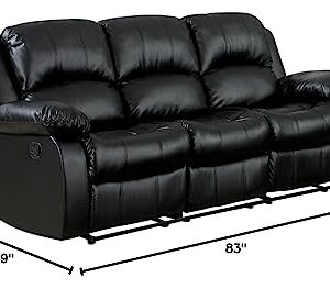 Homelegance Resonance 83" Bonded Leather Double Reclining Sofa, Black