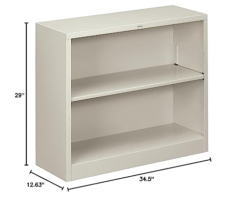 HON S30ABCQ Metal Bookcase, Two-Shelf, 34-1/2w x 12-5/8d x 29h, Light Gray