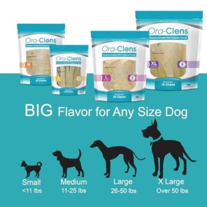 Ora-Clens Oral Hygiene Chews for Small Dogs - Cleans Teeth and Freshens Breathe - Coated with Enzymes - Prevents Plaque & Bacteria Build Up - 30 Chews