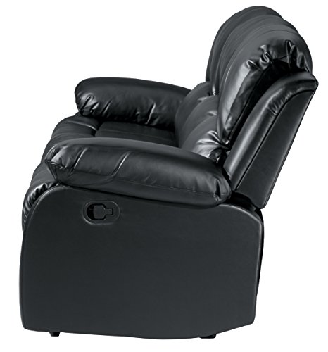 Homelegance Resonance 83" Bonded Leather Double Reclining Sofa, Black