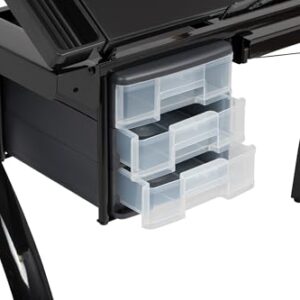 Futura Crafting, Drafting, Drawing Table with Adjustable Top, Black and Black Glass