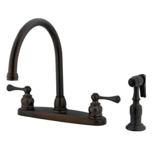 kingston brass kb725blbs vintage gooseneck kitchen faucet with brass sprayer, oil rubbed bronze, 8-3/4 inch spout reach