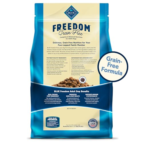 Blue Buffalo Freedom Grain-Free Dry Dog Food, Complete & Balanced Nutrition for Adult Dogs, Made in the USA With Natural Ingredients, Chicken & Potatoes, 11-lb Bag