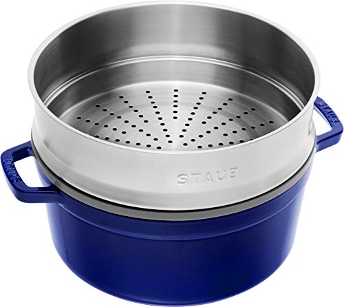 Staub Cocotte with Steamer Round 26cm Dark Blue