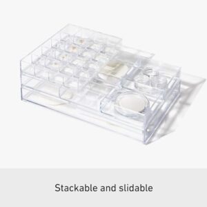 Like-It | MX-T10 | System Tray | Stackable Organizer | Drawer Organizer | A6 | 20 Divide |4.53" × 6.06" × 1.18" | Clear |