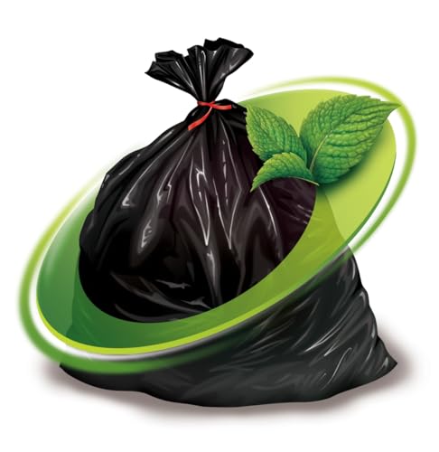 Mint-X Rodent Repellent Trash Bags, 1.3 Mil, Flat Seal, 47" Height x 43" Length, Black (Pack of 100)