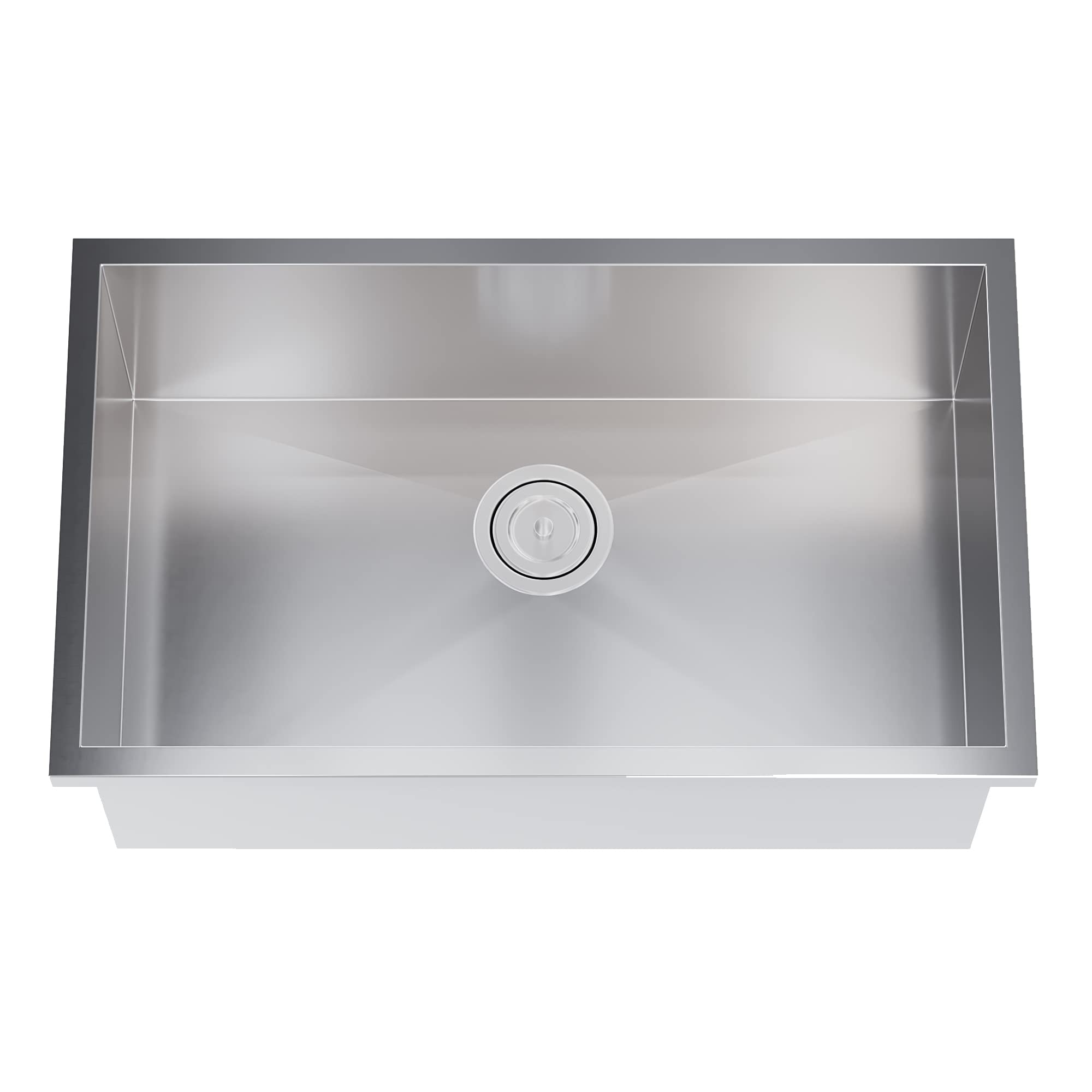 30"x18"x9" Inch Undermount Single Bowl 18 Gauge Kitchen Stainless Steel Sink 3 In 1 Set(Sink, Basket Strainer, Sink Grid)