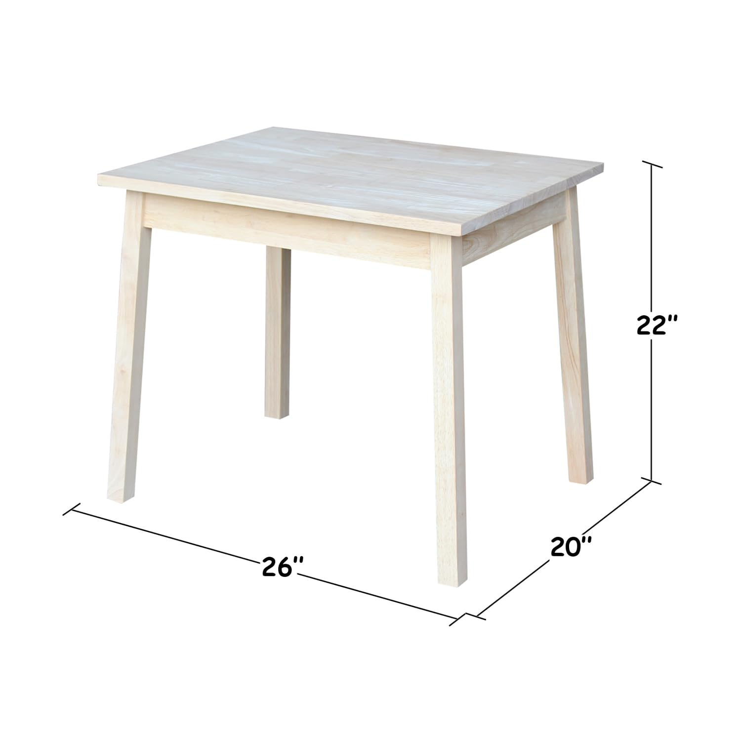 IC International Concepts Child's Table, Solid Wood Craftsmanship, Perfect for Arts, Crafts, Homework & Play, Easy to Assemble, Customize with Paint or Stain - Unfinished