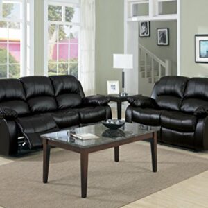 Homelegance Resonance 83" Bonded Leather Double Reclining Sofa, Black