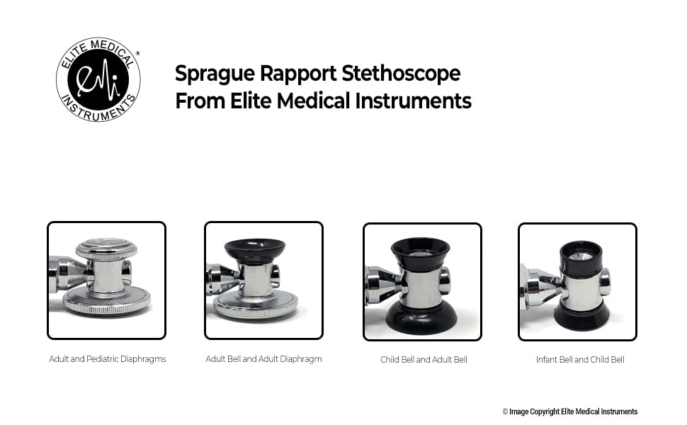 Elite Medical Instruments ESR-112 EMI Sprague Rappaport Dual Head Stethoscope, Black